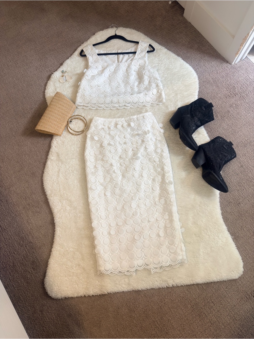 Trina Turk White Lace Midi Two-Piece Dress Set